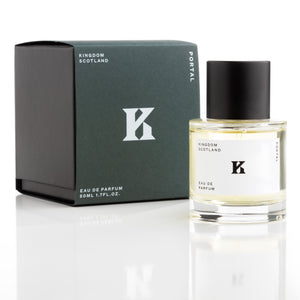 Kingdom Scotland Portal Eau de Parfum bottle and green packaging on a white background