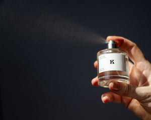 Luxury perfume Albaura from Kingdom Scotland Fragrance House being sprayed from the bottle