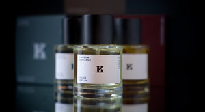 Bottle shots of the Kingdom Scotland perfume bottles with Albaura in the front of the image